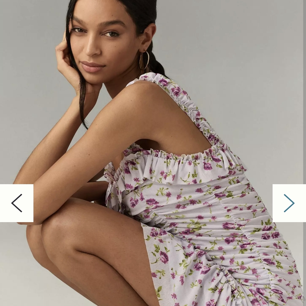 Anthropologie Floral Mini Dress - Purple and Green